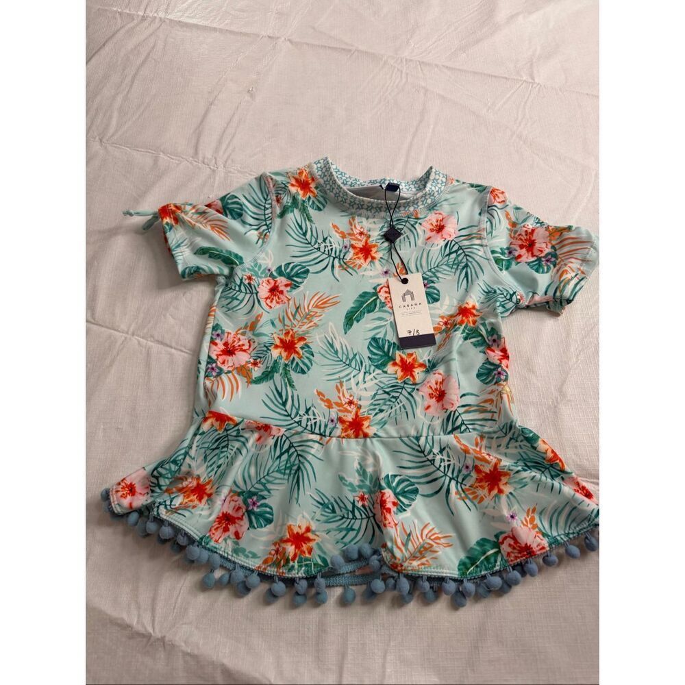 NWT Cabana Life Girls Floral Rash Gaurd Top Size 7/8 New